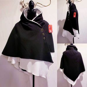 Layered Black & White Cape, Enamel Buttons sz M💋